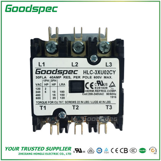 HLC-3XU02CY(3P/30A/208-240VAC)空调接触器 商品图1