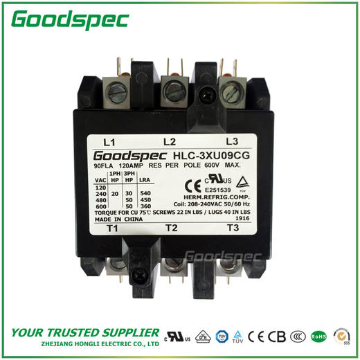 HLC-3XU09CG(3P/90A/208-240VAC)空调接触器 商品图1