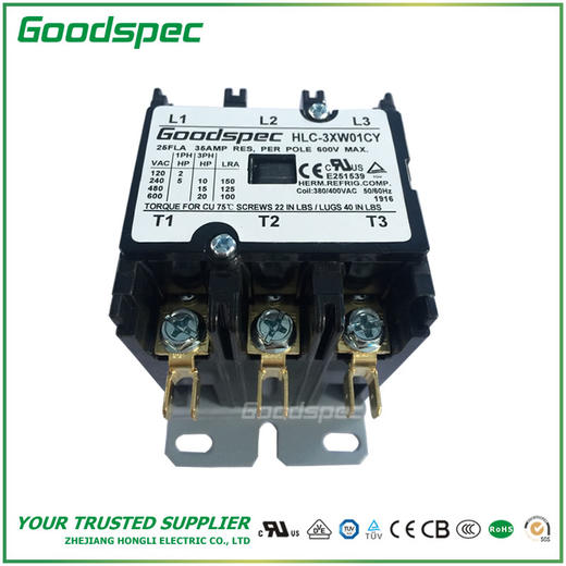 HLC-3XW01CY(3P/25A/380-400VAC)空调接触器 商品图3
