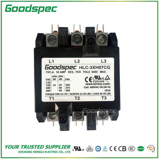 HLC-3XH07CG(3P/75A/480VAC)空调接触器 商品图1