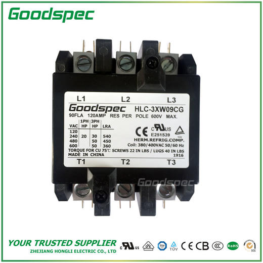 HLC-3XW09CG(3P/90A/380-400VAC)空调接触器 商品图1