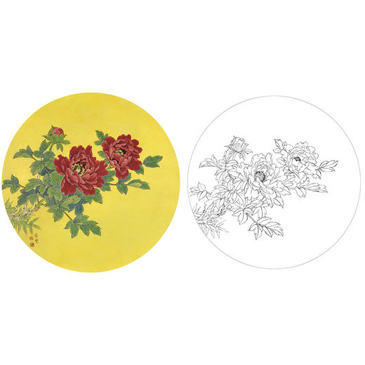 工笔花鸟白描底稿-田希丰牡丹小品-A395 商品图0