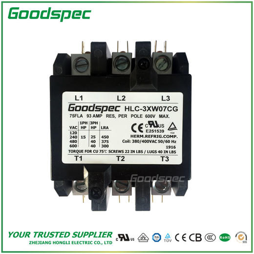 HLC-3XW07CG(3P/75A/380-400VAC)空调接触器 商品图1