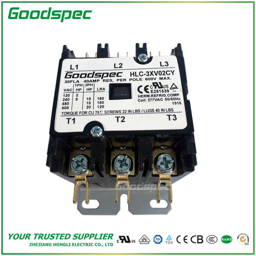 HLC-3XV02CY(3P/30A/277VAC)空调接触器 商品图3