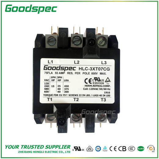 HLC-3XT07CG(3P/75A/120VAC)空调接触器 商品图1