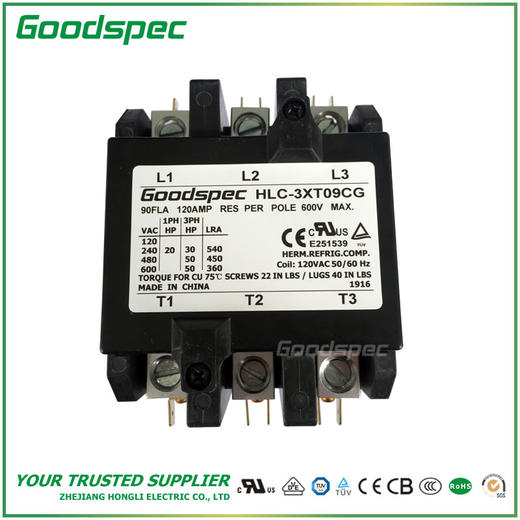 HLC-3XT09CG(3P/90A/120VAC)空调接触器 商品图1