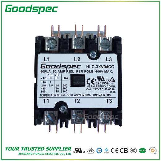 HLC-3XV04CG(3P/40A/277VAC)空调接触器 商品图1
