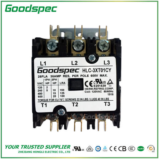 HLC-3XT01CY(3P/25A/120VAC)空调接触器 商品图1