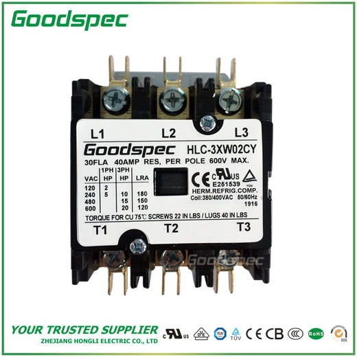HLC-3XW02CY(3P/30A/380-400VAC)空调接触器 商品图1