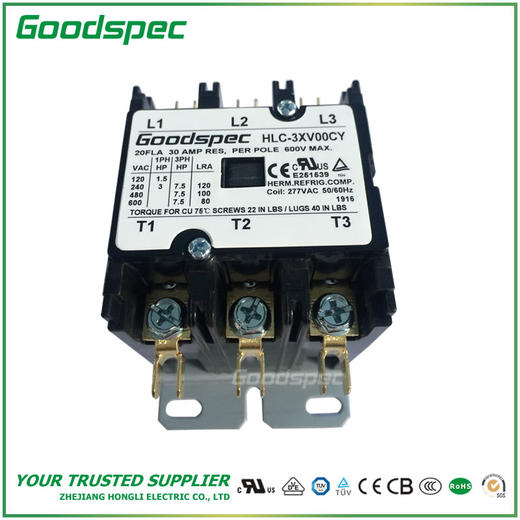 HLC-3XV00CY(3P/20A/277VAC)空调接触器 商品图3
