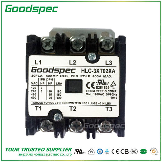 HLC-3XT02XA(3P/30A/120VAC)空调接触器 商品图1