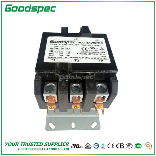 HLC-3XW07CG(3P/75A/380-400VAC)空调接触器 商品图2