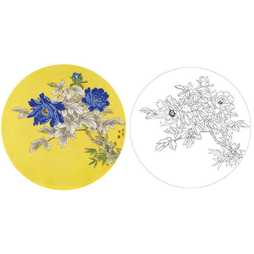 工笔花鸟白描底稿-田希丰牡丹小品-A396 商品图0