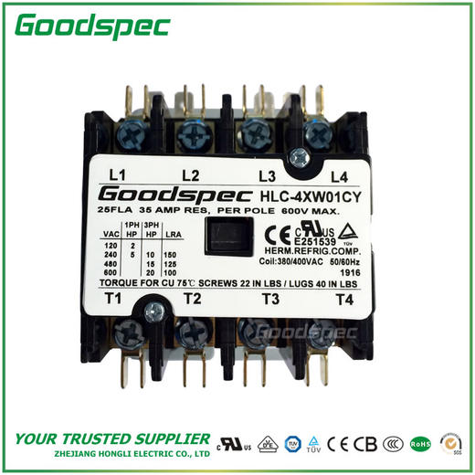 HLC-4XW01CY(4P/25A/380-400VAC)空调接触器 商品图2