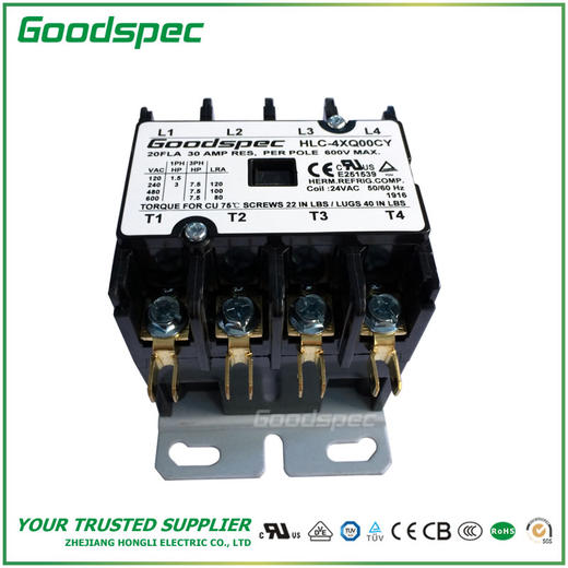 HLC-4XQ00CY(4P/20A/24VAC)空调接触器 商品图2