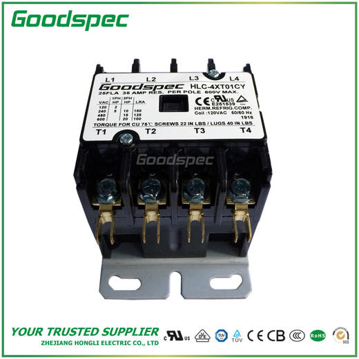 HLC-4XT01CY(4P/25A/120VAC)空调接触器 商品图2