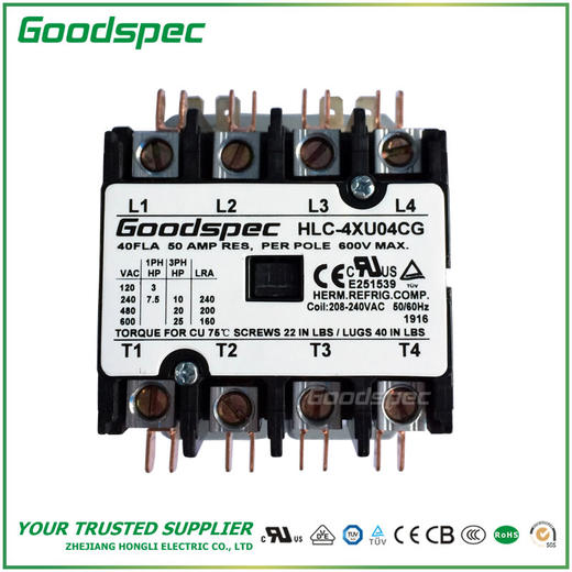 HLC-4XU04CG(4P/40A/208-240VAC)空调接触器 商品图1