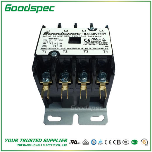 HLC-4XV00CY(4P/20A/277VAC)空调接触器 商品图4
