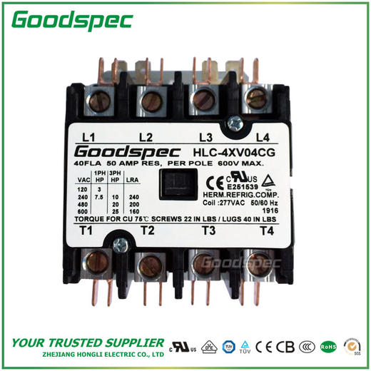 HLC-4XV04CG(4P/40A/277VAC)空调接触器 商品图1