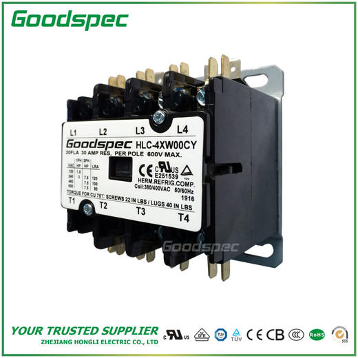 HLC-4XW00CY(4P/20A/380-400VAC)空调接触器 商品图0