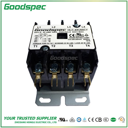 HLC-4XU00CY(4P/20A/208-240VAC)空调接触器 商品图2