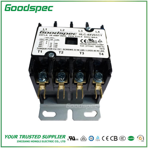 HLC-4XV01CY(4P/25A/277VAC)空调接触器 商品图4