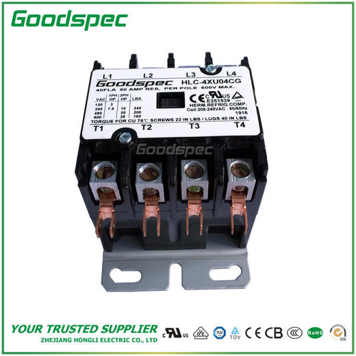 HLC-4XU04CG(4P/40A/208-240VAC)空调接触器 商品图2