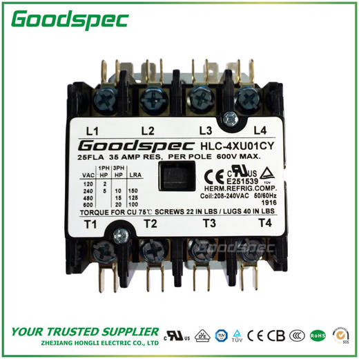 HLC-4XU01CY(4P/25A/208-240VAC)空调接触器 商品图1