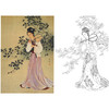 李新禹工笔传统仕女人物白描底稿-斗方小品册页-B145 商品缩略图0