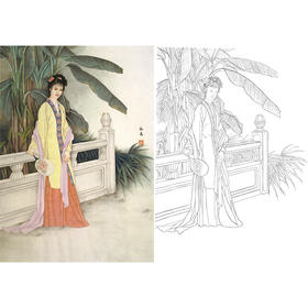李新禹工笔传统仕女人物白描底稿-斗方小品册页-B154