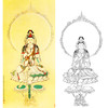 竖幅工笔人物白描底稿-神佛人物-坐莲观音-佛像菩萨-B084 商品缩略图0
