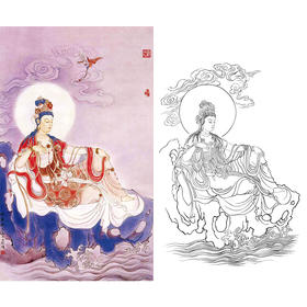 程宗元竖幅工笔人物白描底稿-观音佛像菩萨-神佛人物-B088