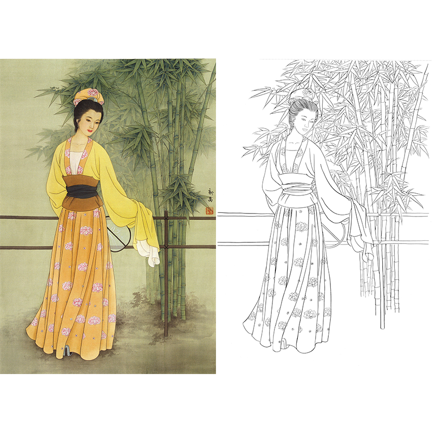 白描底稿-工笔人物-李新禹仕女-b156