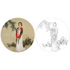 王美芳工笔传统仕女人物白描底稿《圆光之一》-圆面小品-多种白描尺寸可选-B161 商品缩略图0