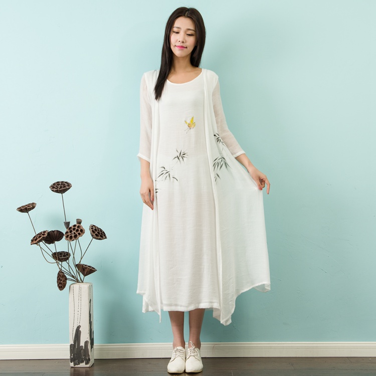 雅淇 中国风文艺复古手绘汉服长裙 两件套仙女