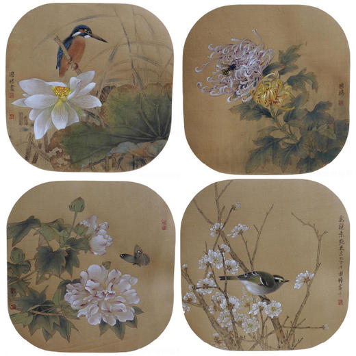 工笔花鸟白描底稿-仿古四季幅小品一套四幅册页-TP01 商品图0
