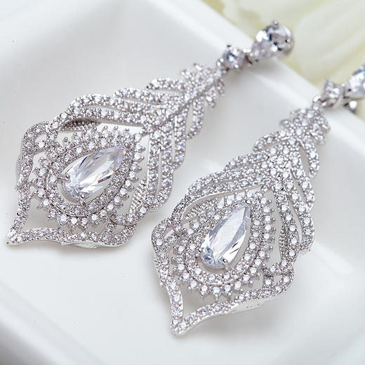 （耳环）潇雨蜿蜒钢针耳环 AAA锆石 商品图1