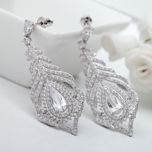 （耳环）潇雨蜿蜒钢针耳环 AAA锆石 商品图2