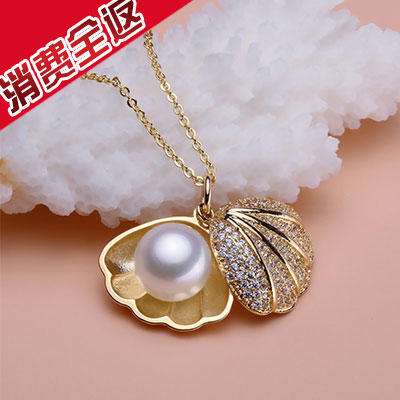 【首饰】。新款春夏 贝壳款时尚淡水珍珠吊坠 女士天然珍珠吊坠项链 商品图0