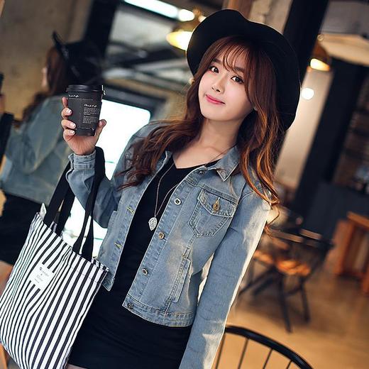 【服饰鞋包】秋装新款韩版弹力修身牛仔外套女短外套长袖女潮 商品图1