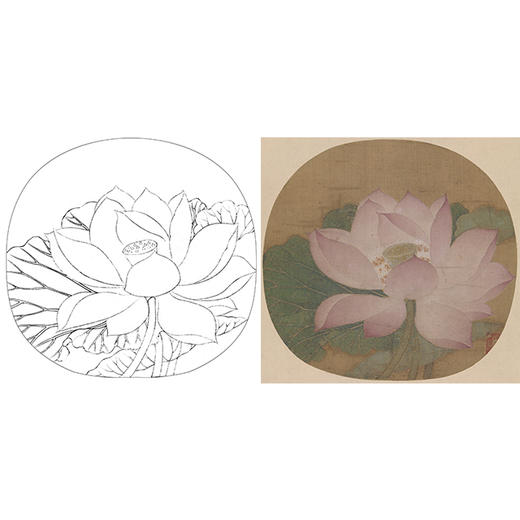 宋画小品工笔花鸟白描底稿-宋 吴炳 出水芙蓉图-X013 商品图0