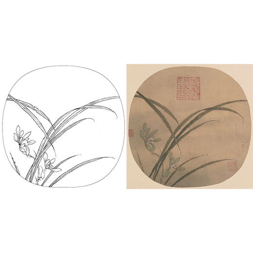 宋画小品工笔花鸟白描底稿-宋 佚名 秋兰绽蕊图-X023 商品图0