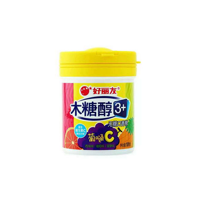 好丽友木糖醇3 葡嗵c 热带水果 无糖口香糖 101g