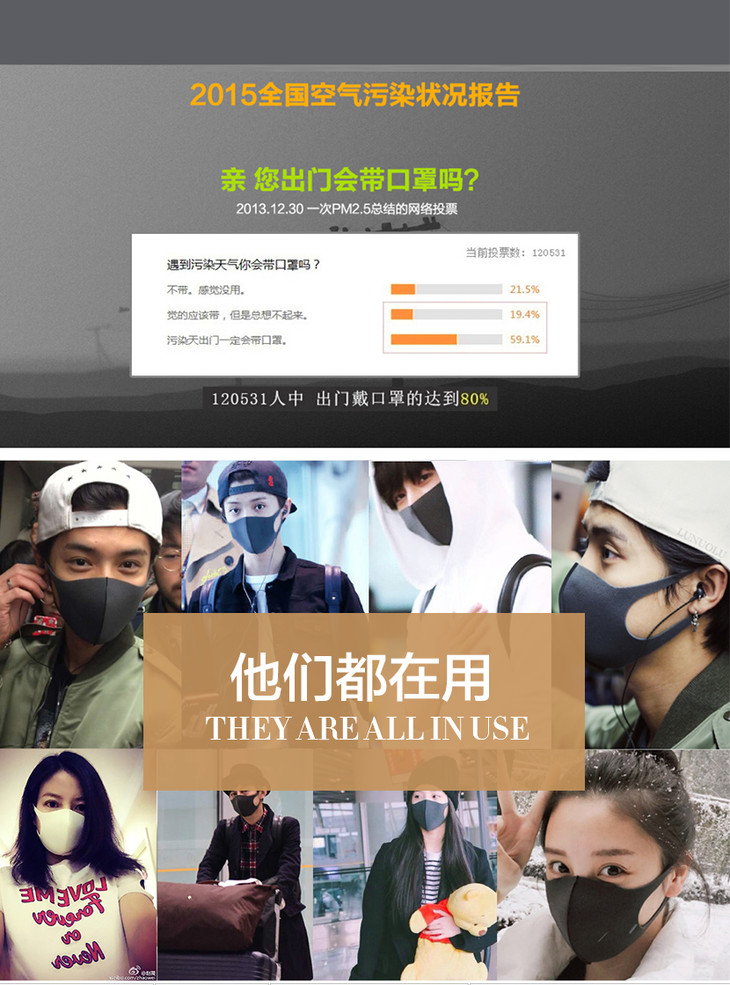 鹿晗同款 日本pitta mask口罩 白色 防尘 防雾霾 非一次性口罩3枚装