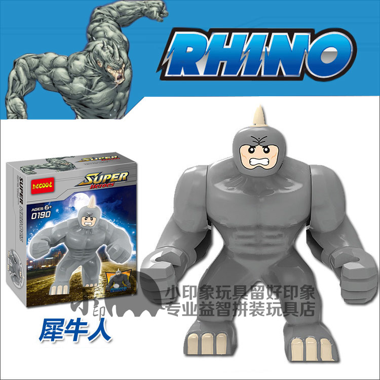 得高0190 犀牛人 rhino 蜘蛛 狂怒犀牛 儿童积木大号人仔玩具