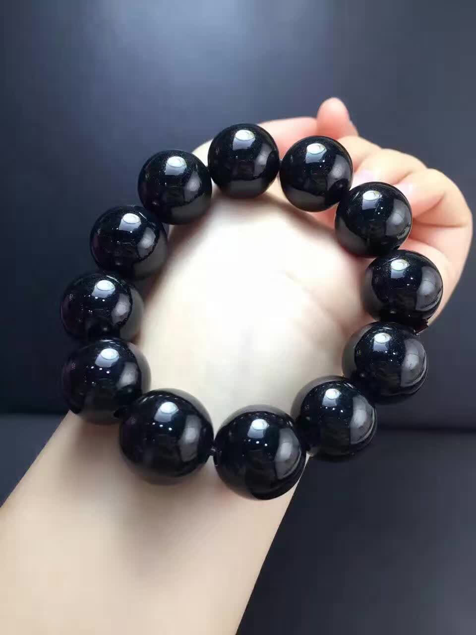 【墨翠甜甜圈手串】天然翡翠a货手串
