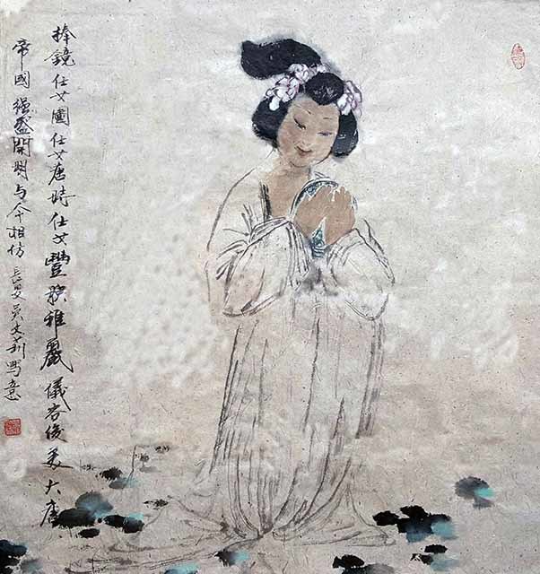 吴文莉 《捧镜仕女图》
