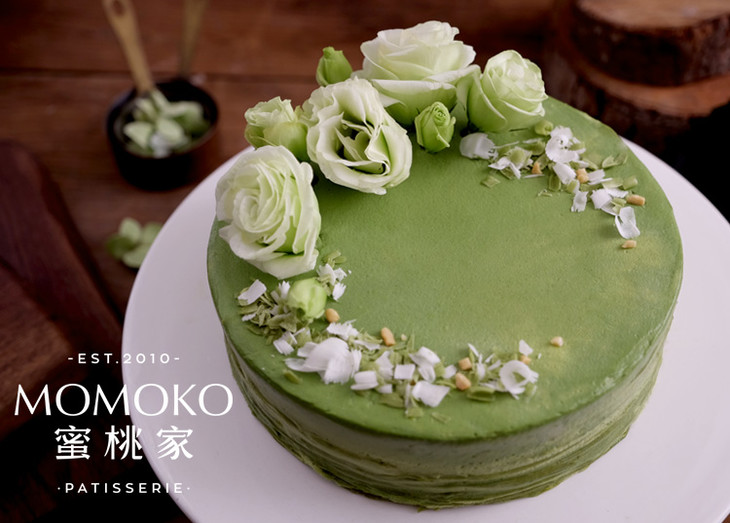 momoko蜜桃家 抹茶千层 桔梗花 戚风蛋糕胚夹层 生日聚会 下午茶