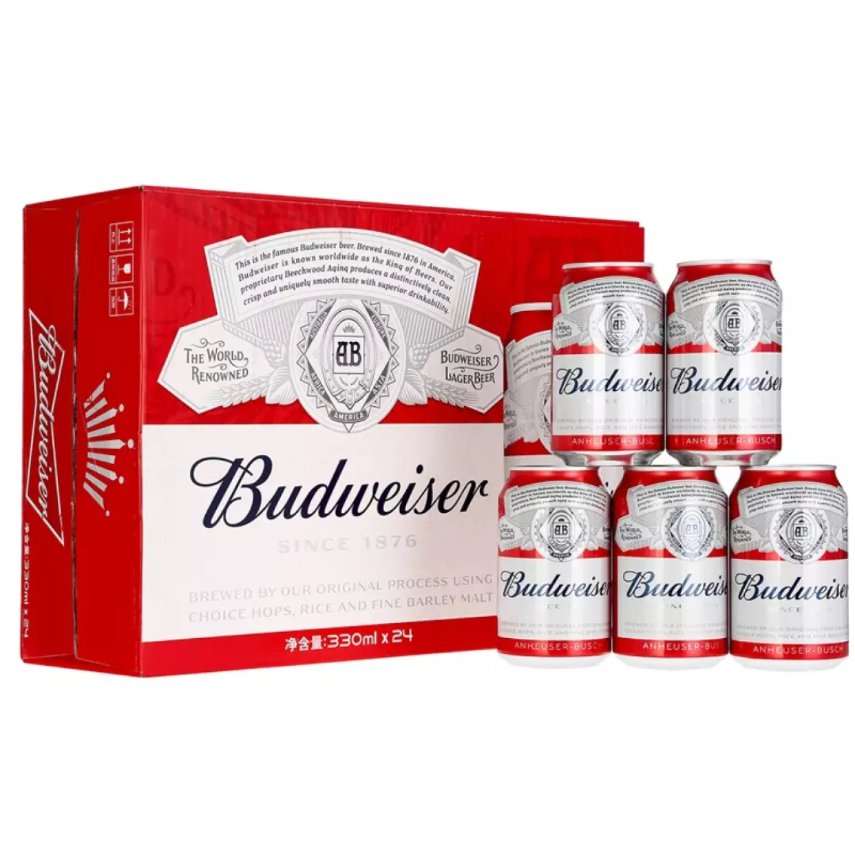 budweiser 百威啤酒330ml*24听 bc进口商品折扣商行