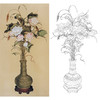 竖幅工笔花鸟白描底稿-花瓶荷花-XV05 商品缩略图0